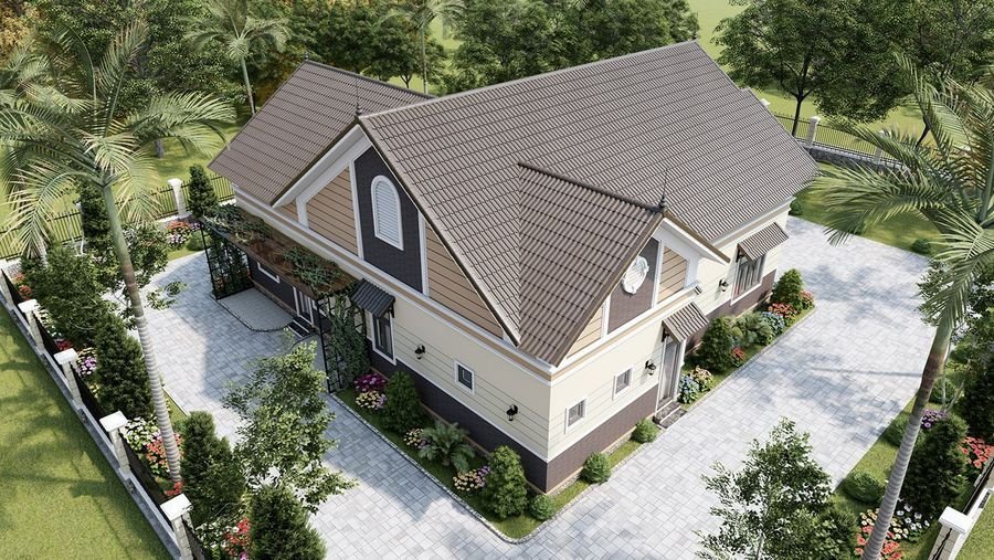 nhà mái Thái 2 tầng ở nông thôn mát mẻ