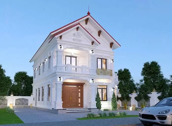 nhà mái thái 2 tầng tân cổ điển