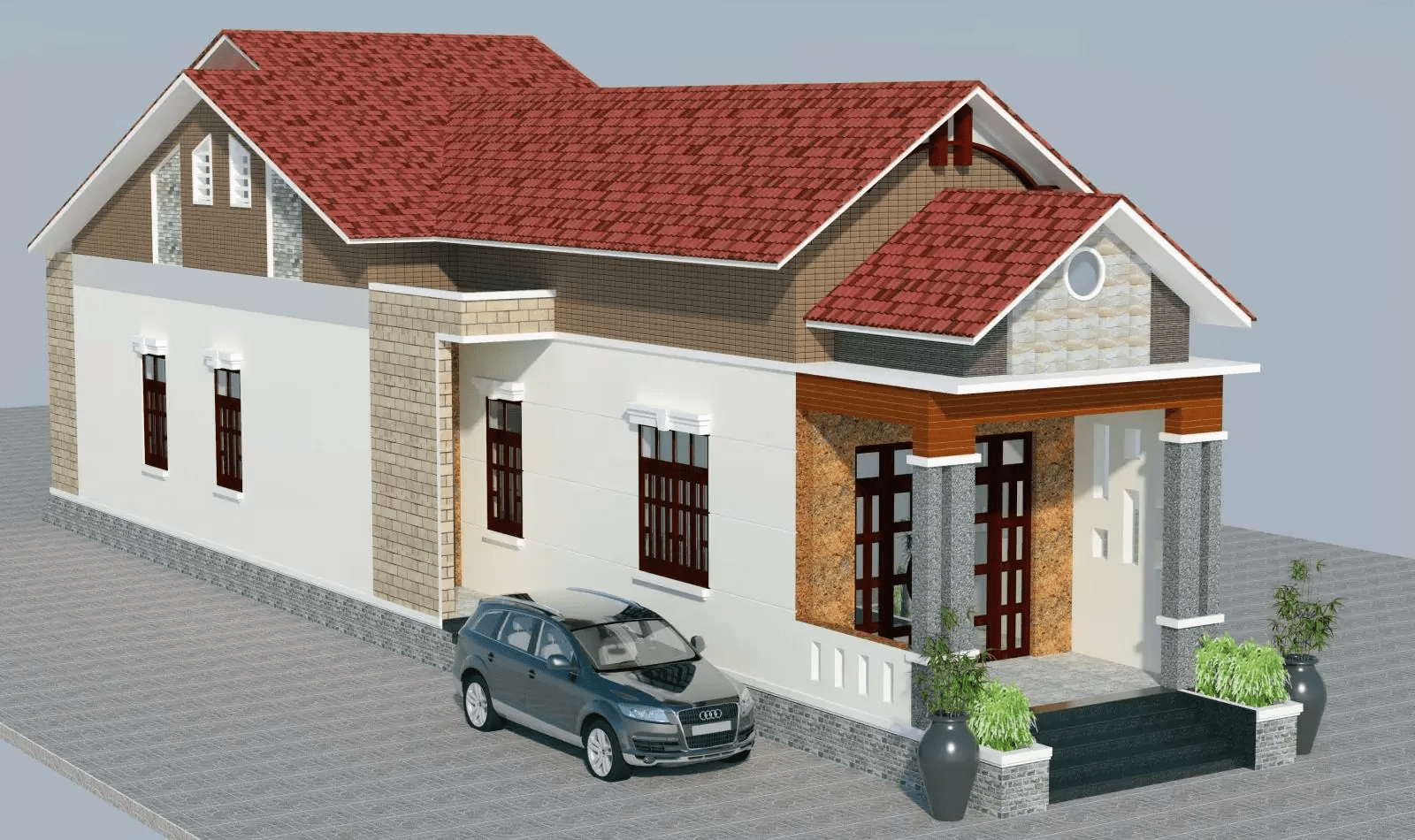 Mẫu nhà cấp 4 mái Thái nông thôn