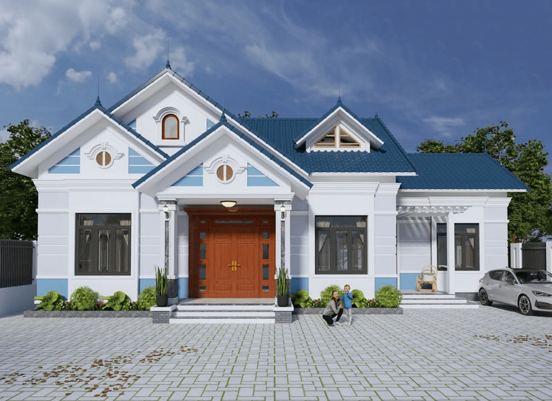 Mẫu nhà mái Thái ở nông thôn 250 triệu hiện đại