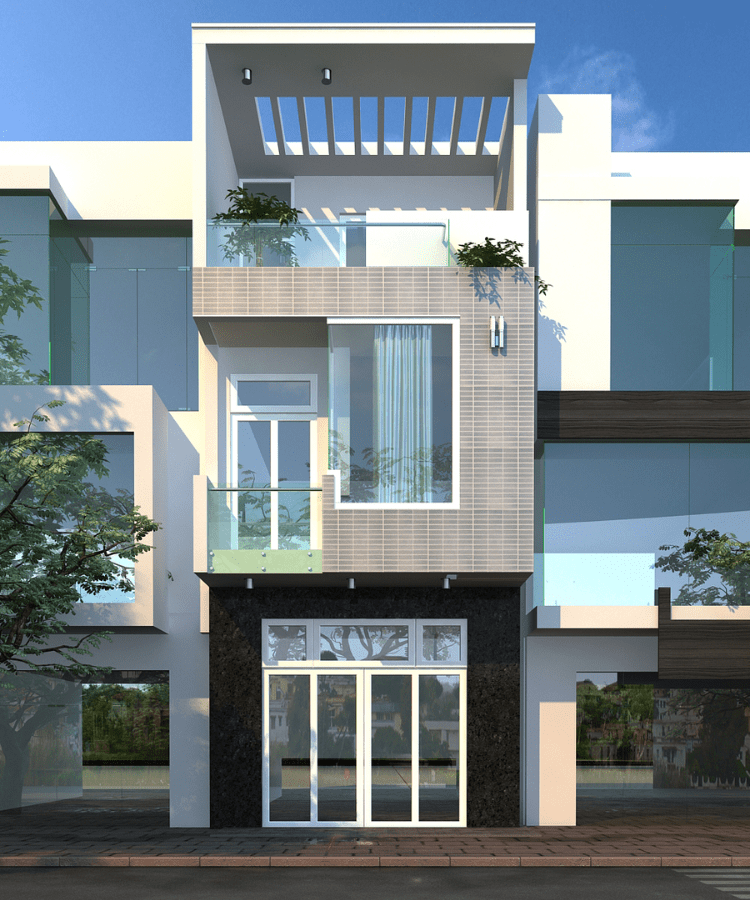 Thiết kế nhà ống 2 tầng 1 tum 4x17m đẹp nhất 2023