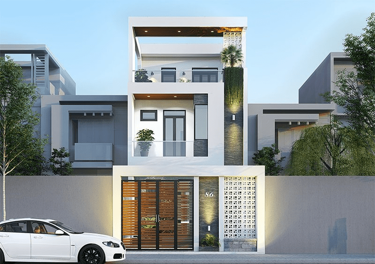 Mẫu nhà ống 3 tầng đẹp hiện đại, hệ thống đèn chiếu sáng độc đáo