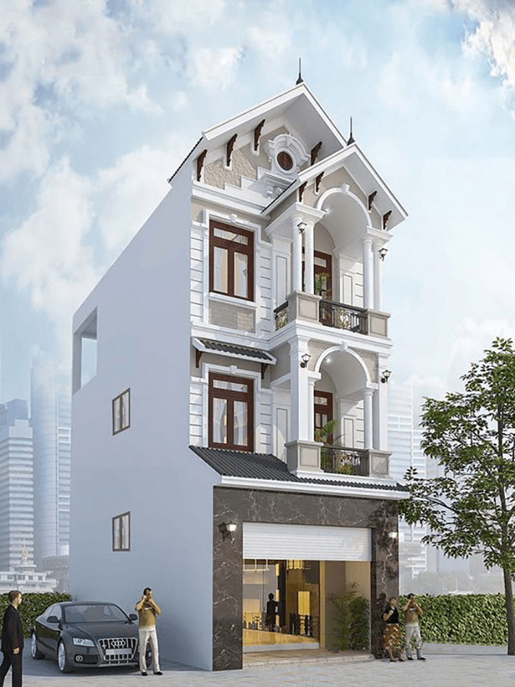 Nhà ống 3 tầng đẹp thiết kế mái Thái hỗ trợ thoát nước, phù hợp thời tiết Việt Nam