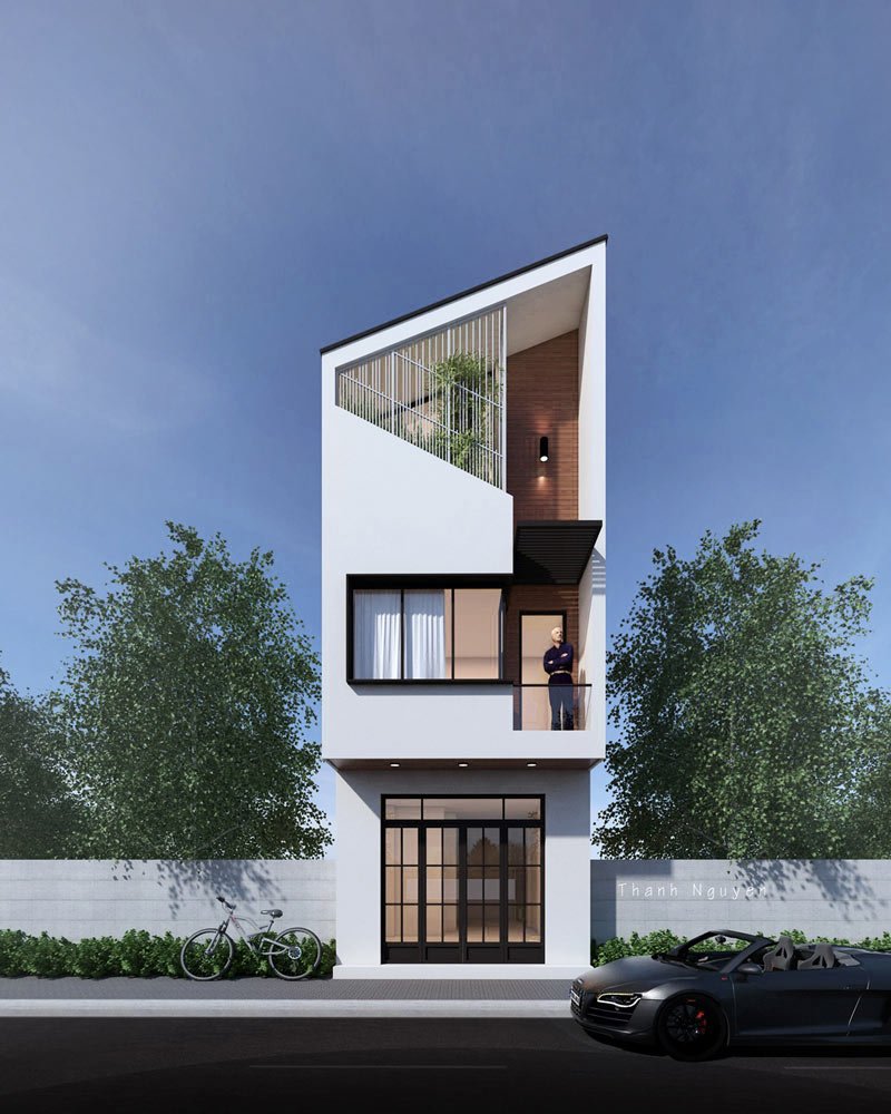 nhà ống đẹp 3 tầng 5m phong cách Japandi hiện đại