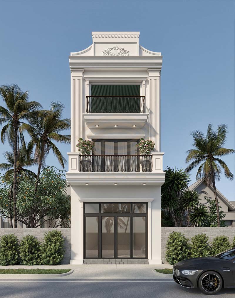 nhà ống đẹp 3 tầng 5m phong cách tân cổ điển