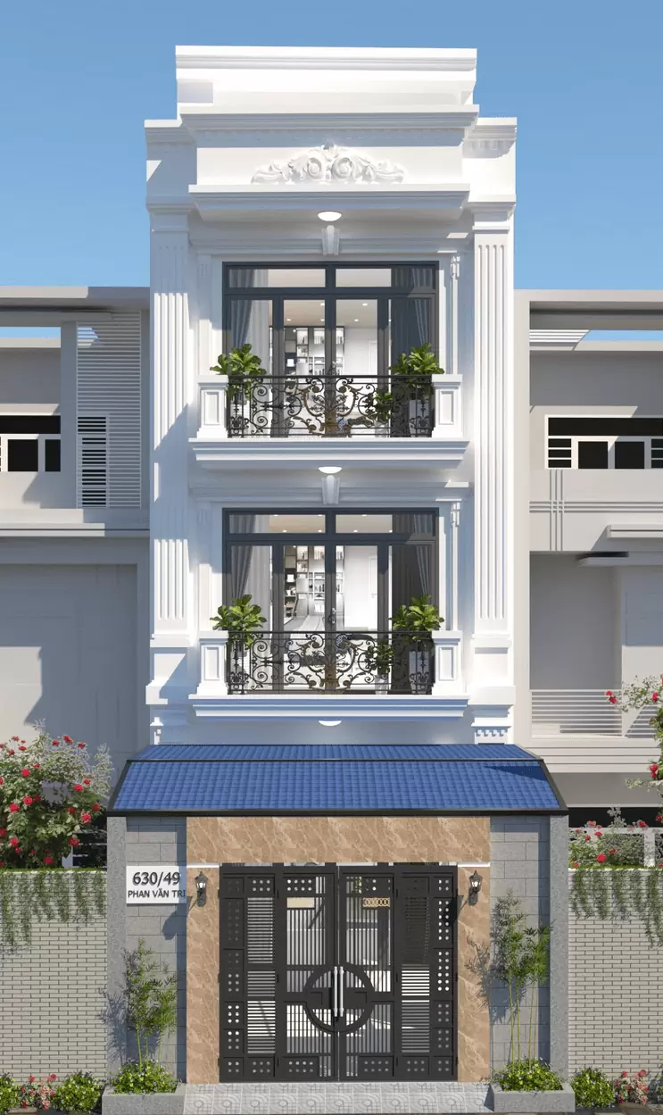 nhà ống đẹp 3 tầng 5m tân cổ điển nhẹ nhàng