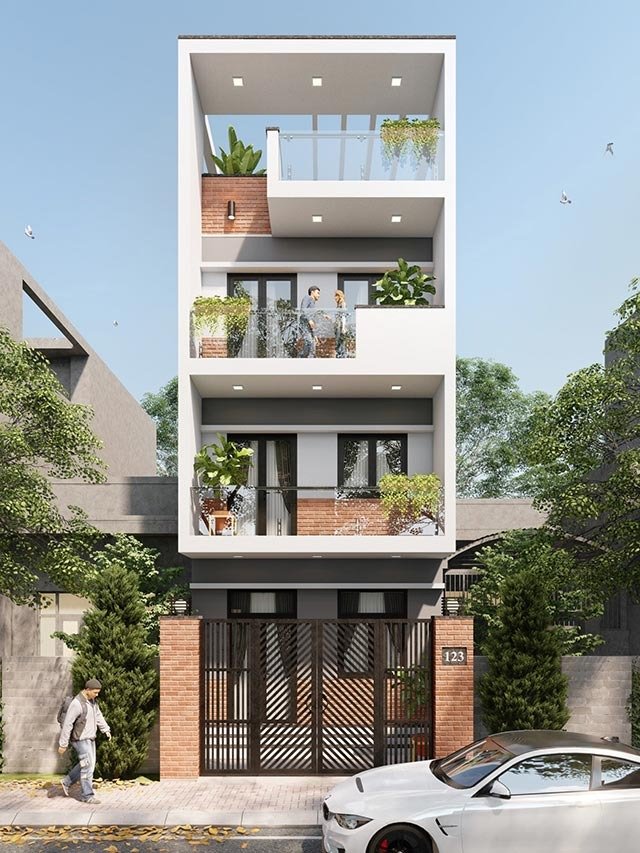 nhà ống đẹp 3 tầng 5m 1 tum