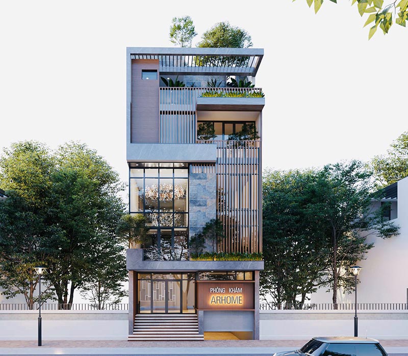 nhà ống đẹp 3 tầng 5m kết hợp nơi làm việc