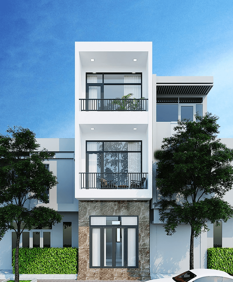nhà ống đẹp 3 tầng 5m đơn giản, tinh tế