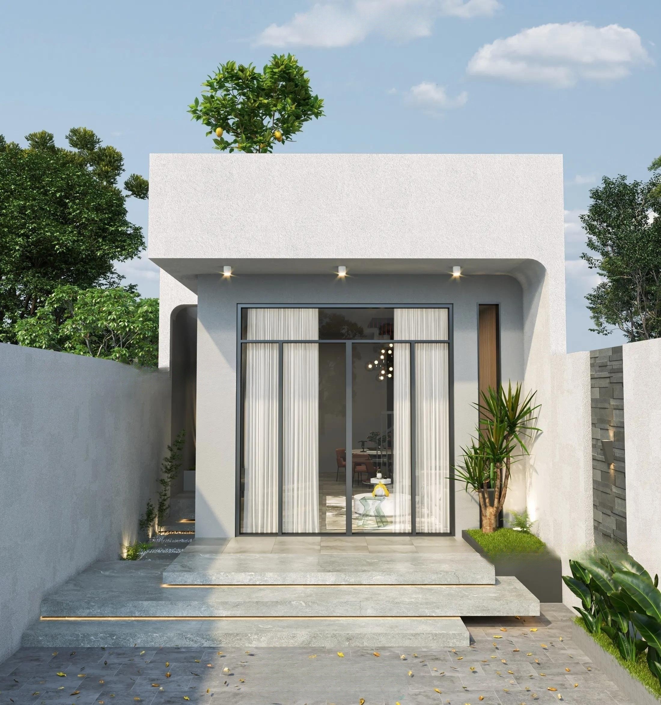 Mẫu nhà phố 1 tầng đẹp, tiện nghi, tiết kiệm chi phí