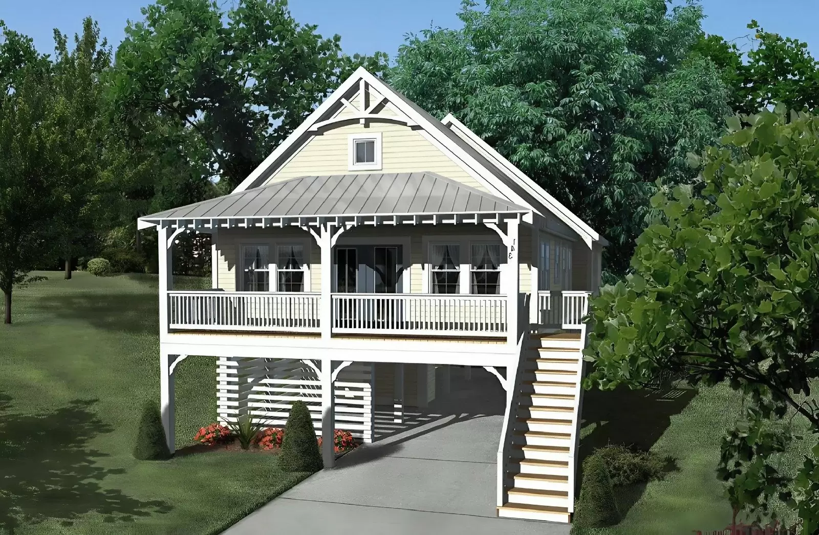 Mẫu nhà sàn bê tông bền vững, chắc chắn