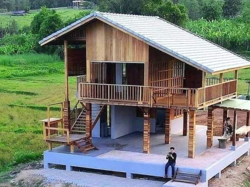 Mẫu nhà sàn đơn giản, đẹp hiện đại, ấn tượng