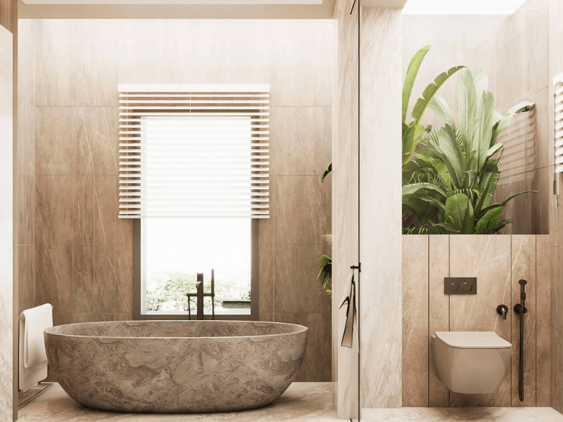 Bố cục và phong cách nhà tắm đơn giản