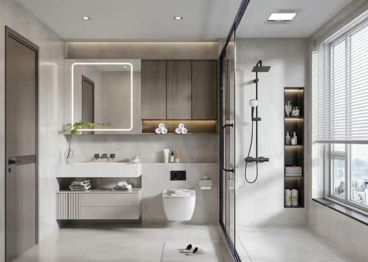 Nhà vệ sinh hiện đại tông trắng ngà