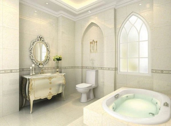 Nhà vệ sinh tân cổ điển với nội thất cách điệu