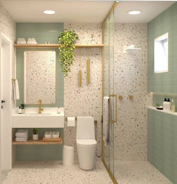 Nhà vệ sinh nhỏ gam màu sáng