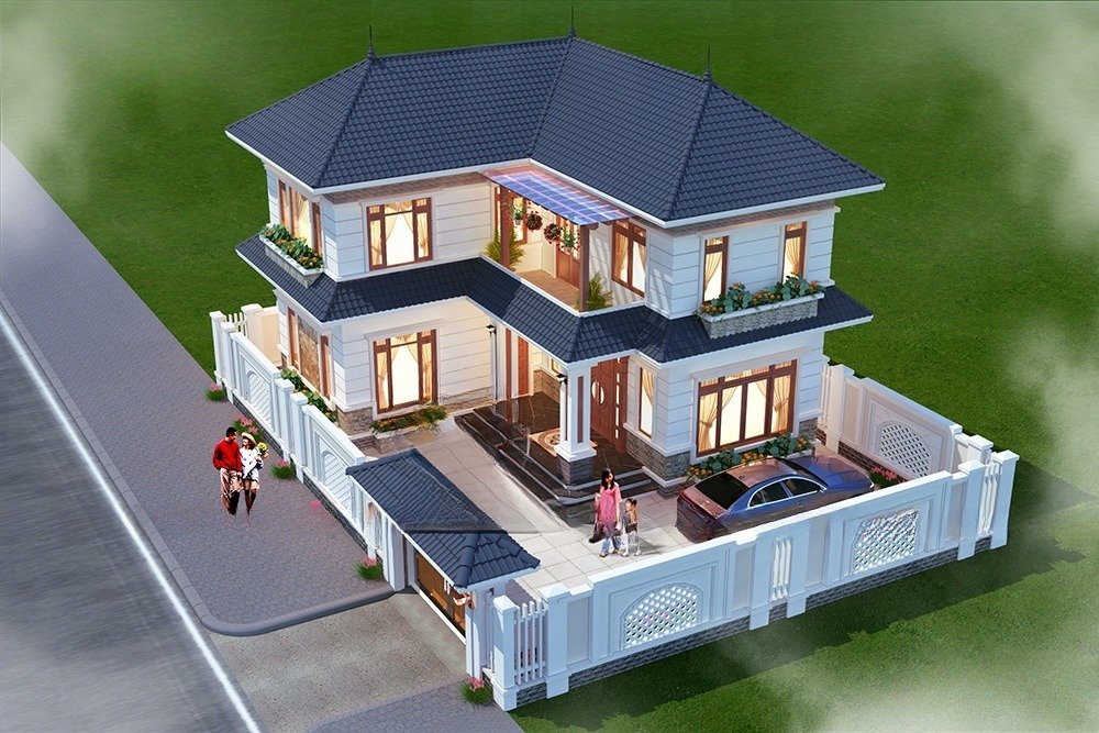 Mẫu nhà vườn 2 tầng đẹp, hiện đại