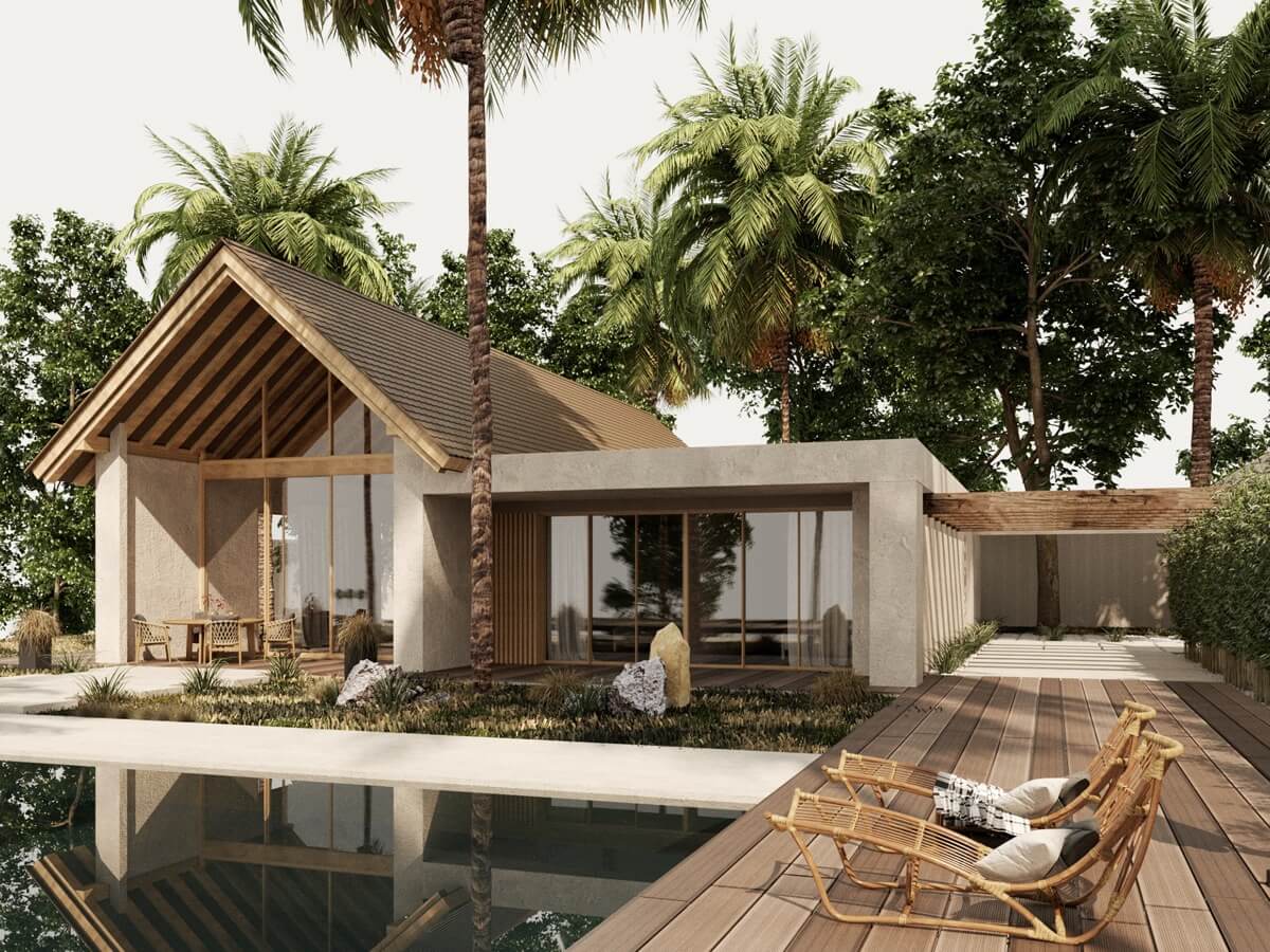 Mẫu nhà vườn cấp 4 nghỉ dưỡng có hồ bơi sang trọng