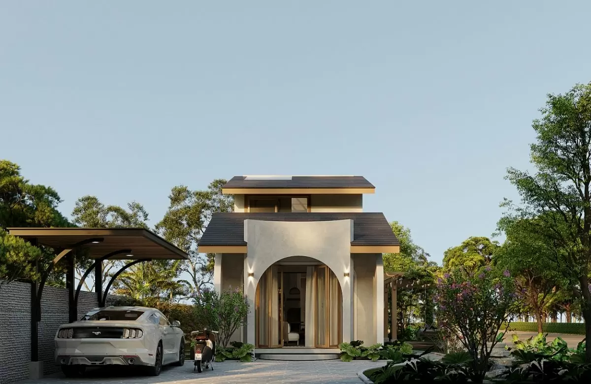 Mẫu nhà vườn cấp 4 có gác lửng thiết kế đẹp ấn tượng