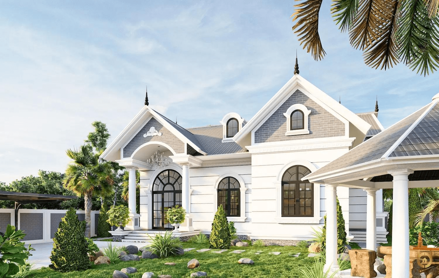 Nhà vườn mái Thái có sân vườn đẹp ấn tượng