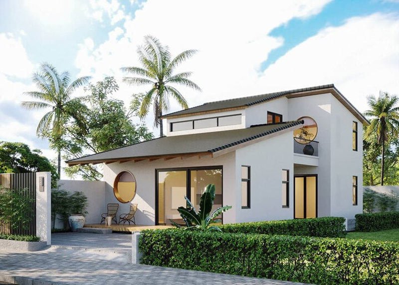 Mẫu nhà vườn cấp 4 nông thôn có gác lửng với sân vườn thoáng mát