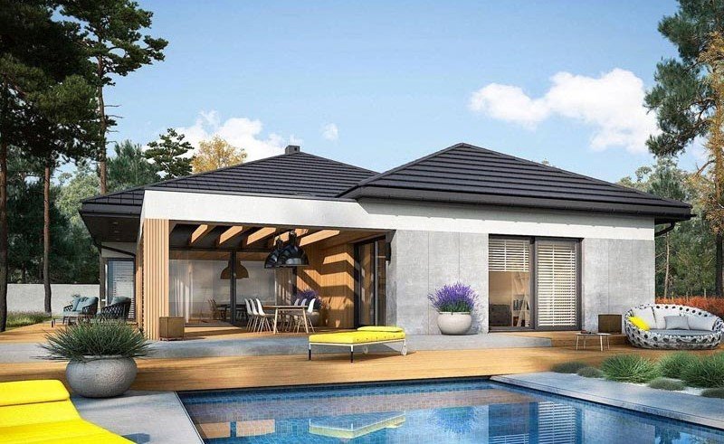 Nhà vườn cấp 4 rộng rãi với hồ bơi hiện đại