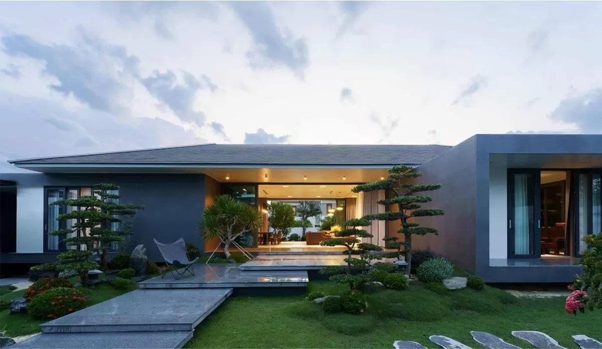 Mẫu nhà vườn cấp 4 kiểu Nhật thiết kế mái độc đáo