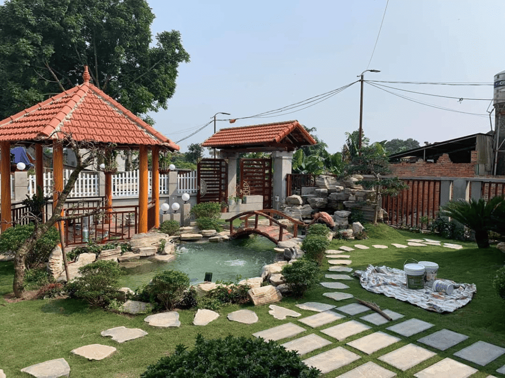 Mẫu nhà vườn cấp 4 đẹp ấn tượng với kiến trúc độc đáo