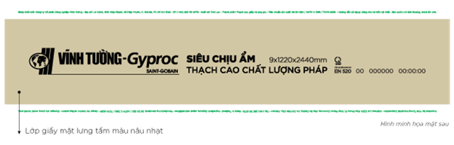 Nhận diện lưng tấm siêu chịu ẩm Vĩnh Tường Gyproc sản xuất tại Thái Lan