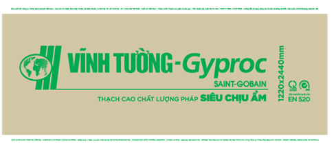 Nhận diện lưng tấm siêu chịu ẩm Vĩnh Tường Gyproc sản xuất tại Việt Nam