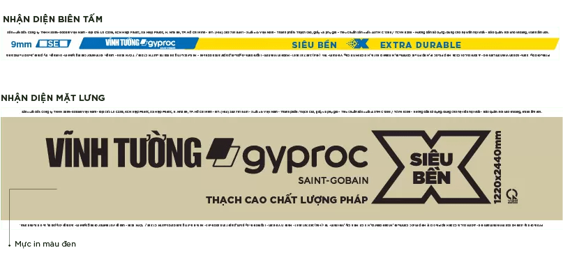 Nhận diện biên tấm và lưng tấm thạch cao VĨNH TƯỜNG-gyproc Siêu Bền X