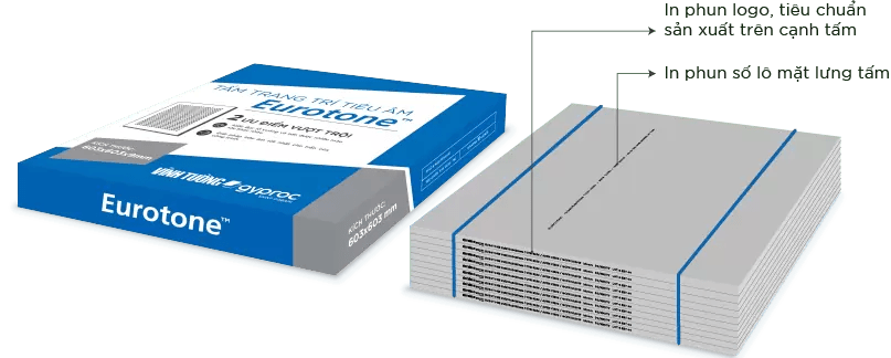 Nhận diện tấm thạch cao Trang Trí đục lỗ Eurotone (Trần Thả)