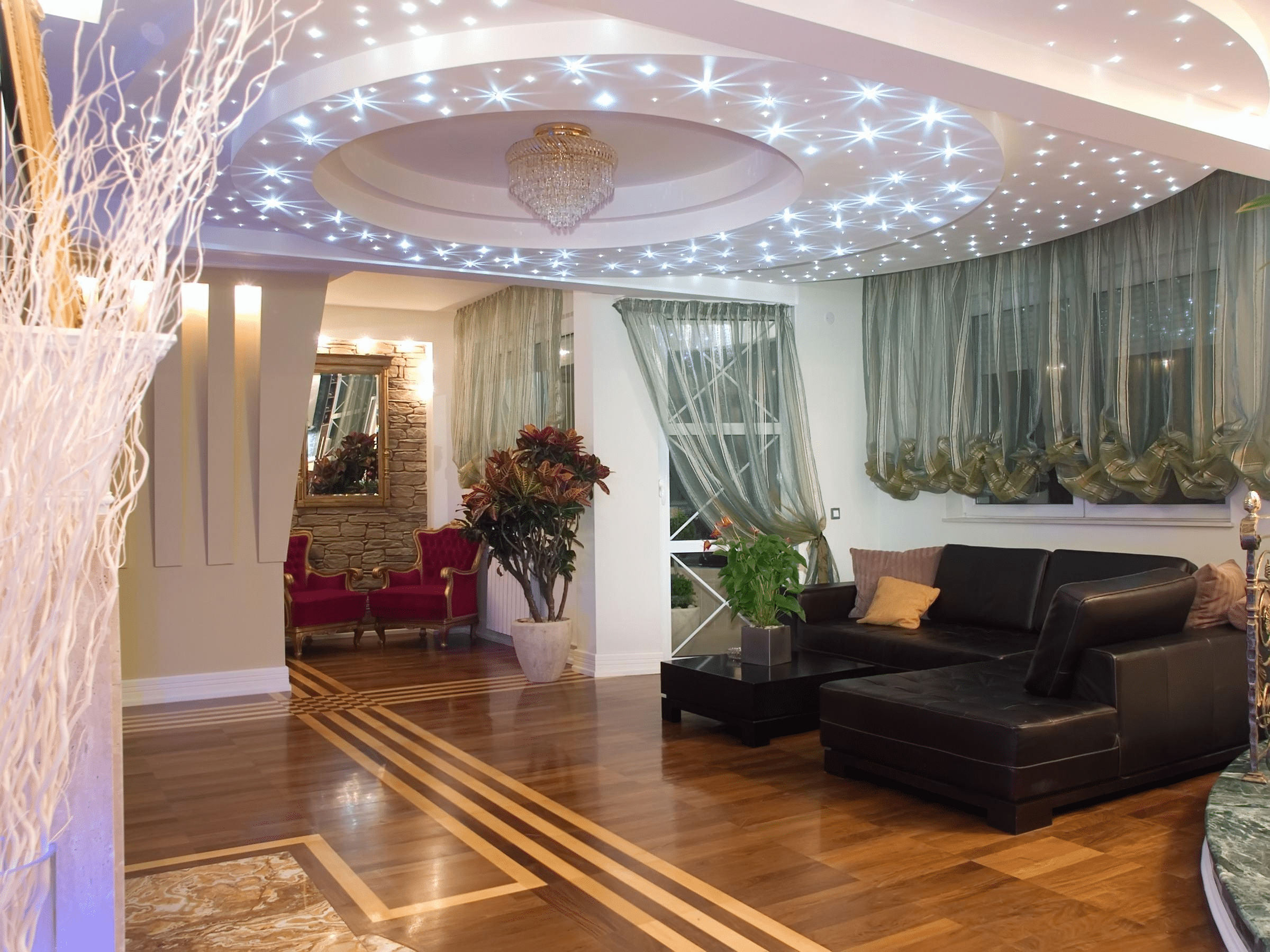 Trần thạch cao phòng khách kết hợp đèn led