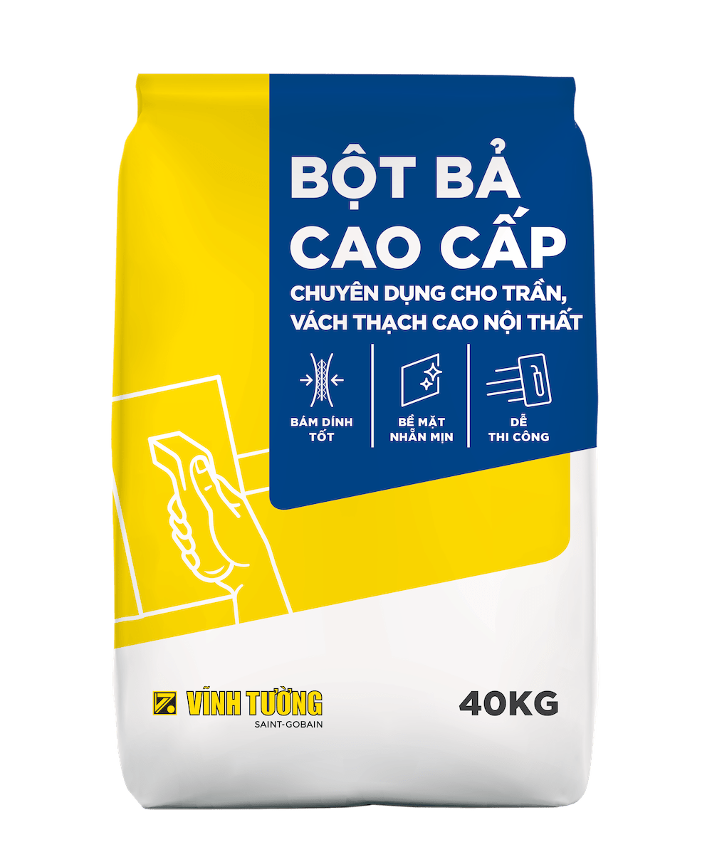 BỘT BẢ CAO CẤP chuyên dụng cho trần, vách thạch cao nội thất VĨNH TƯỜNG