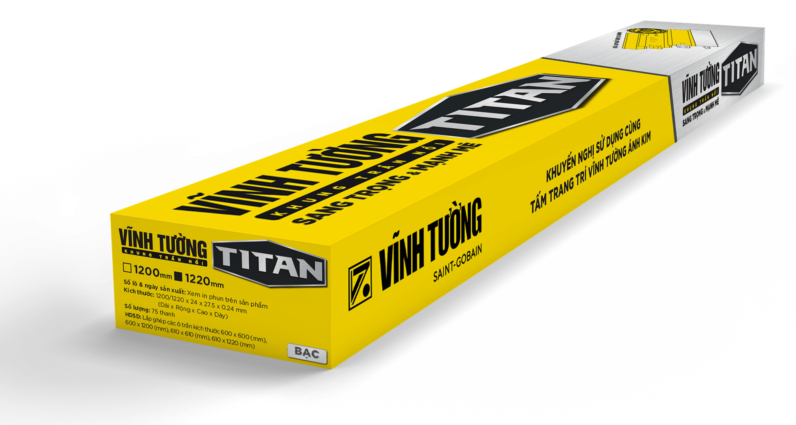 Hộp bao bì đóng gói của Khung trần nổi VĨNH TƯỜNG TITAN