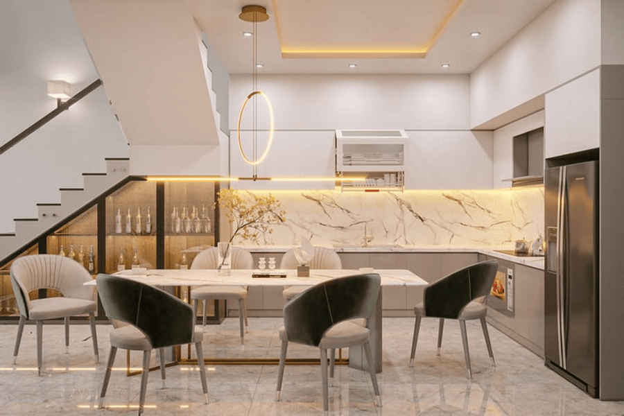 Mẫu phòng bếp nhà ống 5m đẹp, nội thất hiện đại