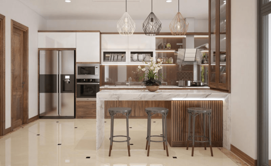 Mẫu phòng bếp nhà ống 5m đẹp, hiện đại nhất