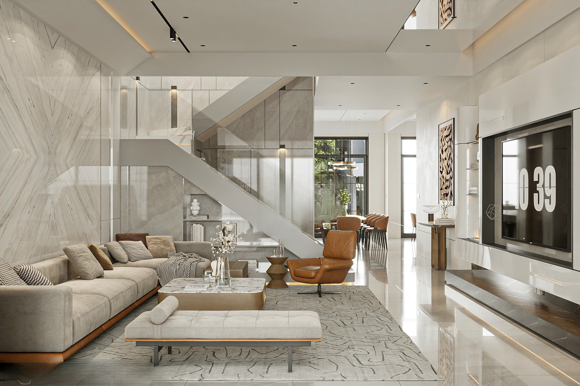 Khi bố trí nội thất phòng khách nên chú ý màu sắc và tính phong thủy