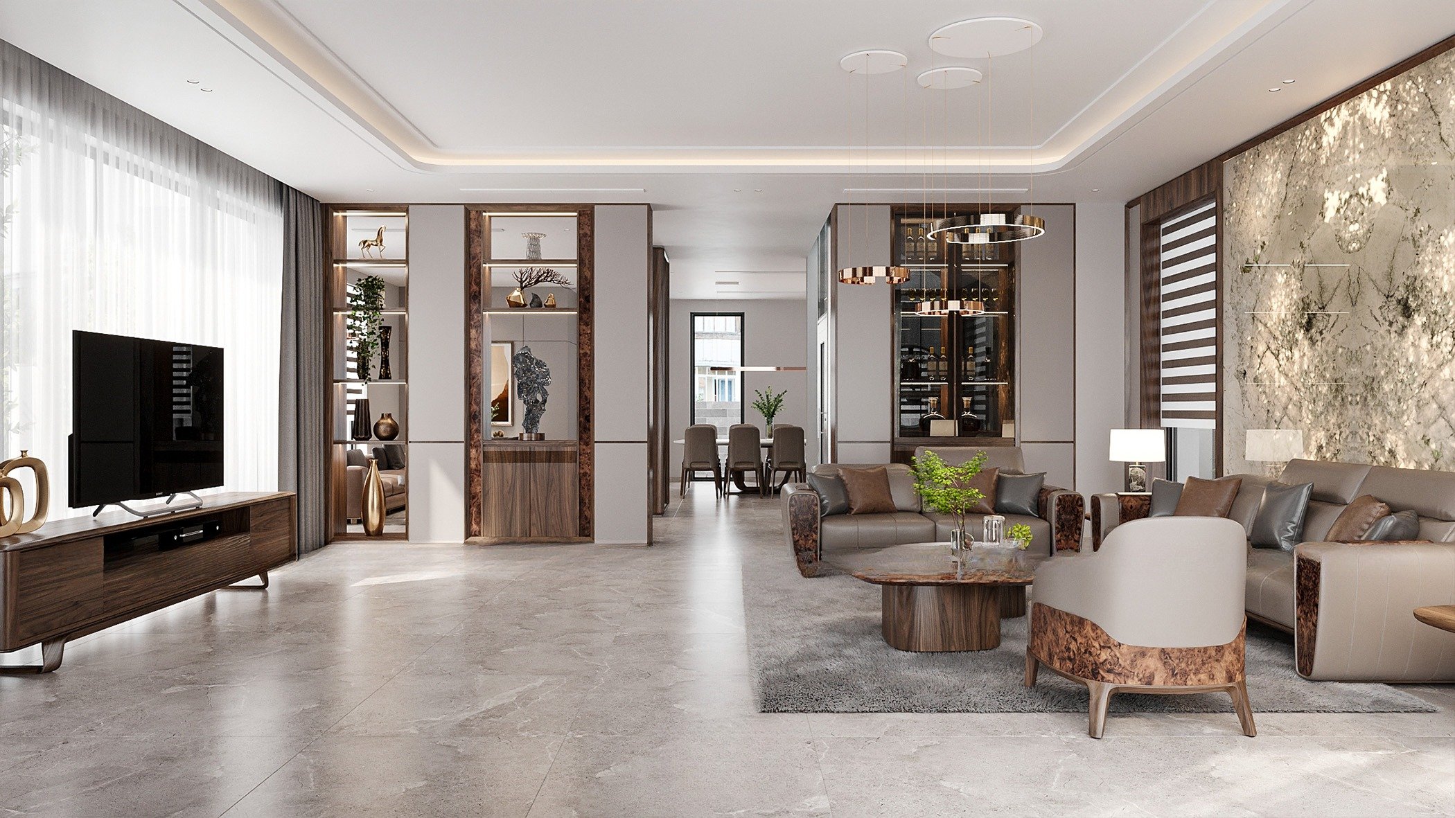 Mẫu thiết kế nội thất phòng khách đẹp chuẩn phong thủy