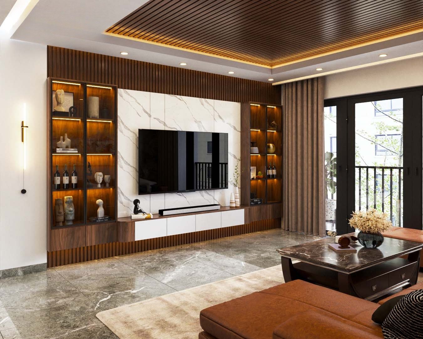 Thiết kế nội thất phòng khách bằng gỗ đang là xu hướng được nhiều gia chủ lựa chọn