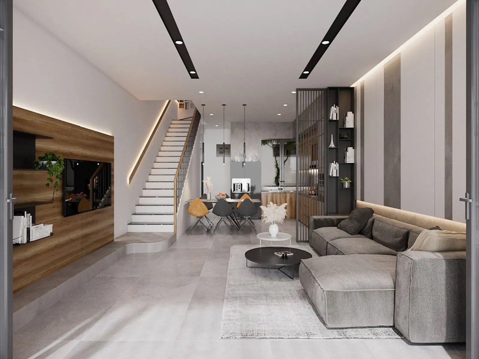 Mẫu phòng khách nhà phố 4m tối ưu không gian