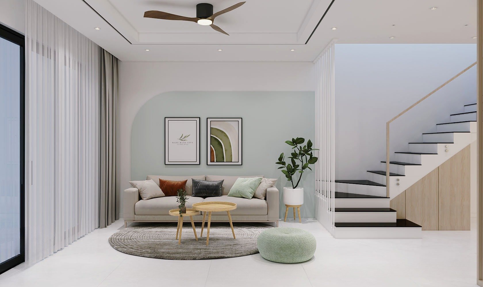 Mẫu phòng khách nhà phố hợp phong thủy mang lại may mắn