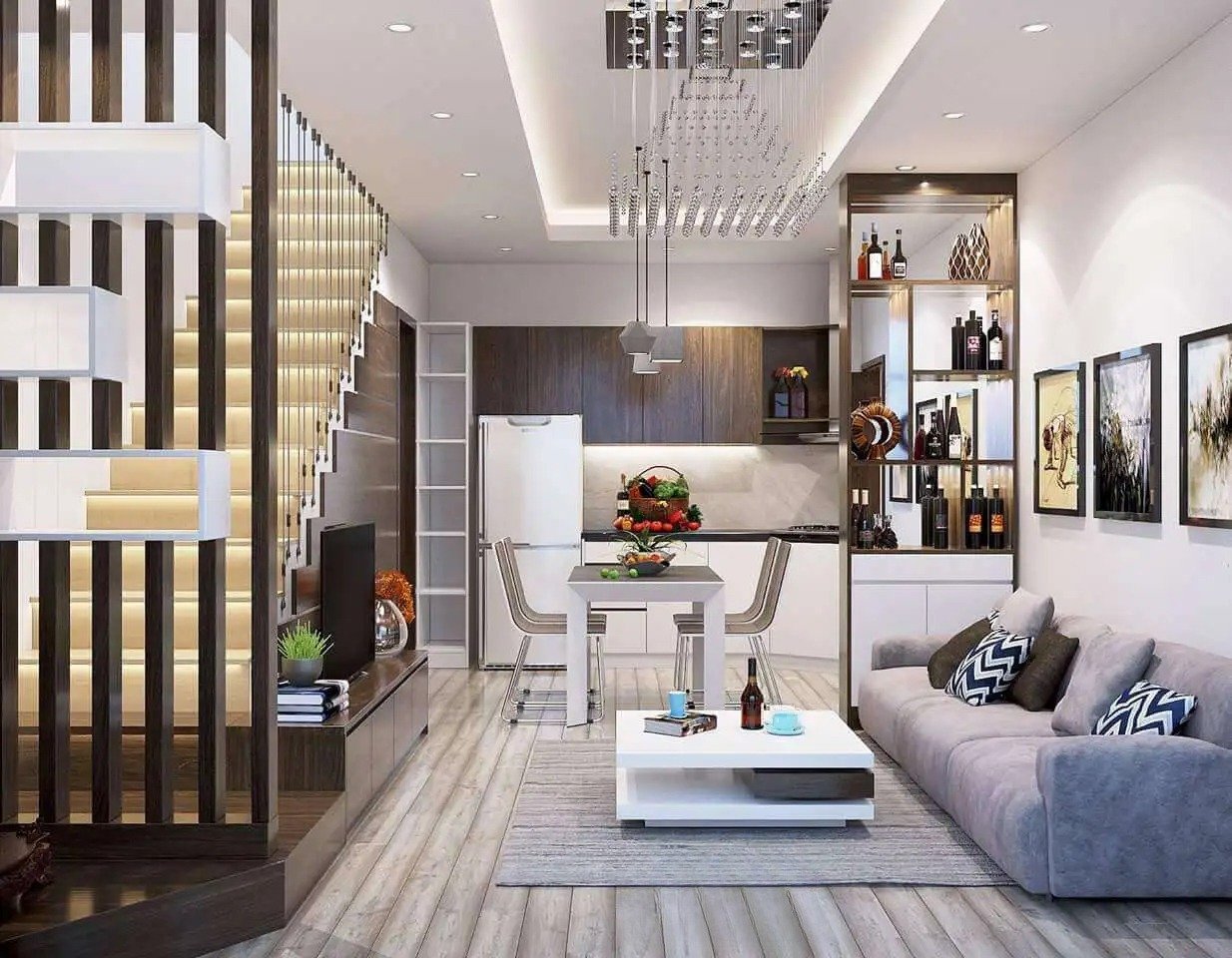 Mẫu phòng khách nhà phố diện tích nhỏ đẹp và tiện nghi