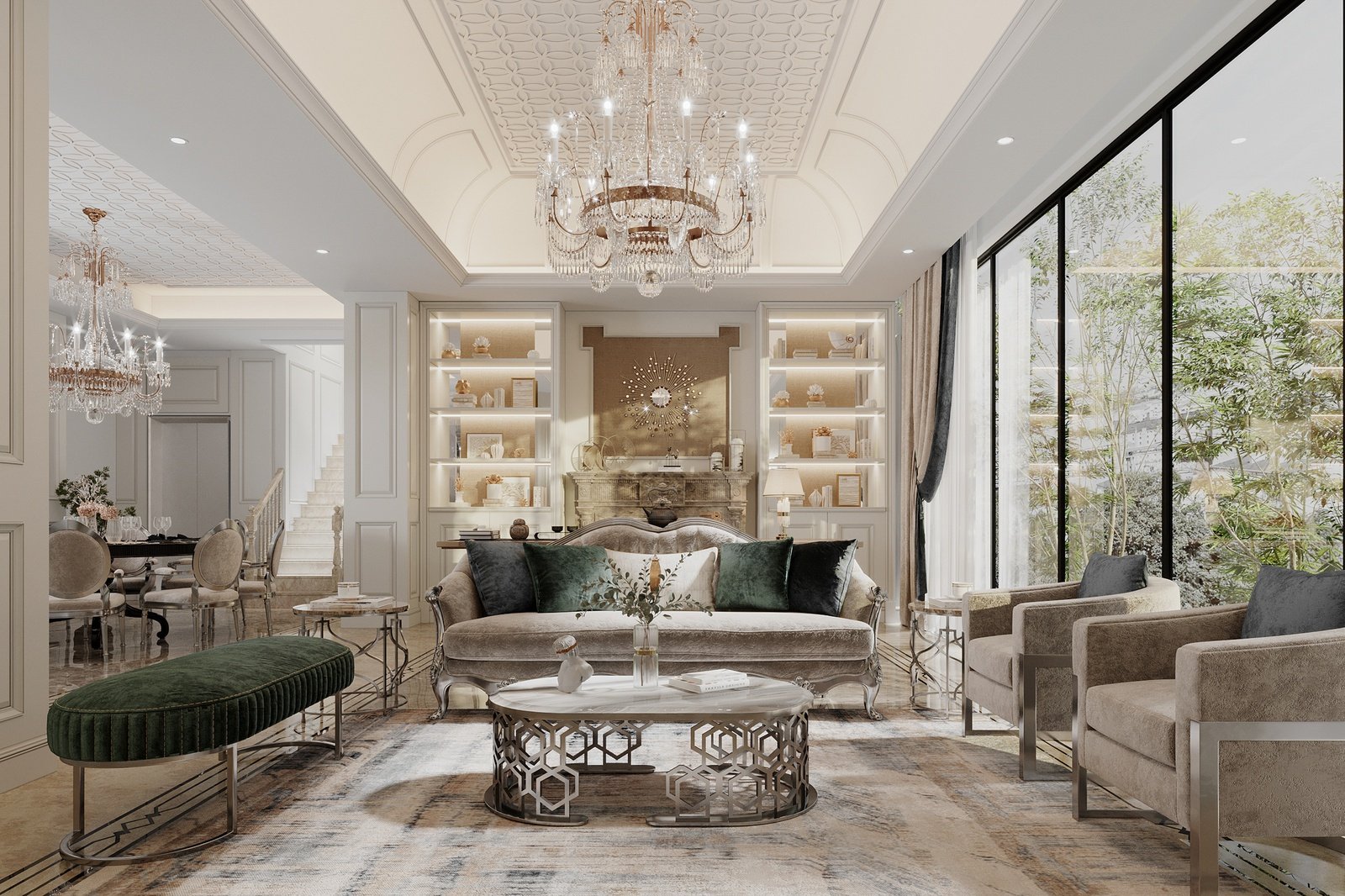 Mẫu phòng khách biệt thự Vintage hoài cổ