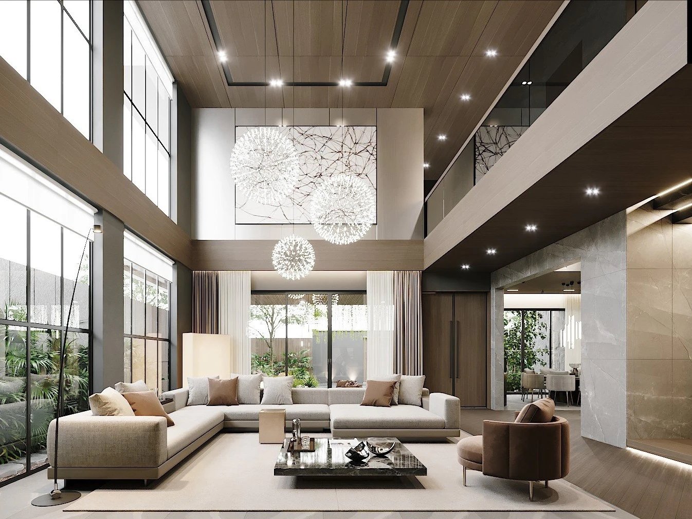 Mẫu phòng khách biệt thự đơn giản, tinh tế