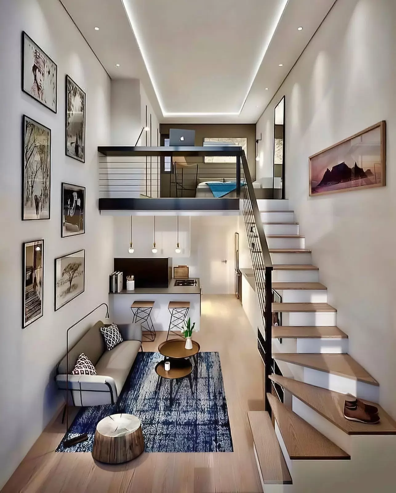 Thiết kế phòng khách nhà gác lửng ấn tượng