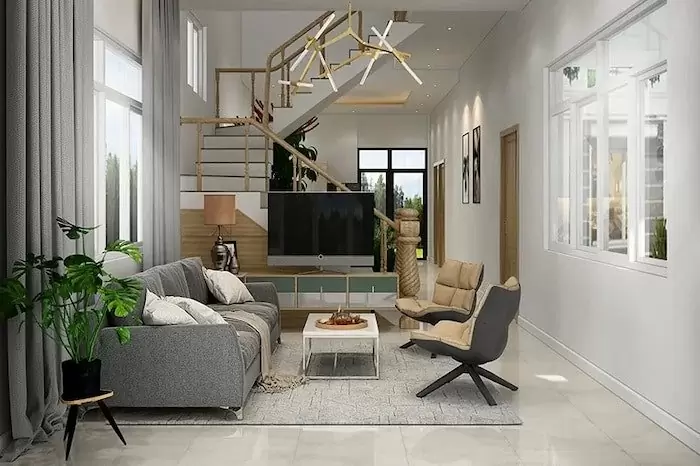 Mẫu thiết kế nội thất phòng khách nhà ống đẹp, đơn giản