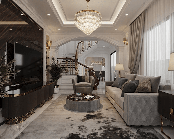 Mẫu phòng khách nhà ống phong cách tân cổ điển ấn tượng