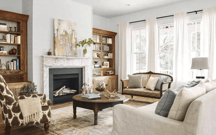 Mẫu phòng khách nhà ống theo xu hướng đồng quê đẹp, tinh tế