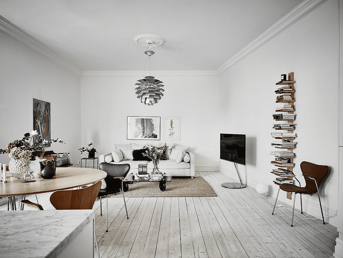 Phòng khách nhà ống phong cách Bắc Âu đẹp, đơn giản